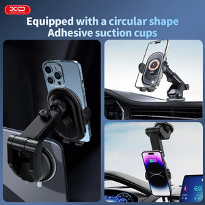 Wireless car charger by Hot Trend Vault, 15W magnetic holder with suction cup and air vent mount for easy driver use.