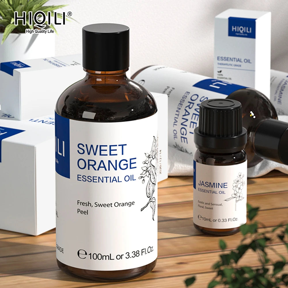 Hot Trend Vault HIQILI Essential Oil Blend 100ml calming diffuser with spa fans, showcasing a sleek design and aromatic oil bottles.