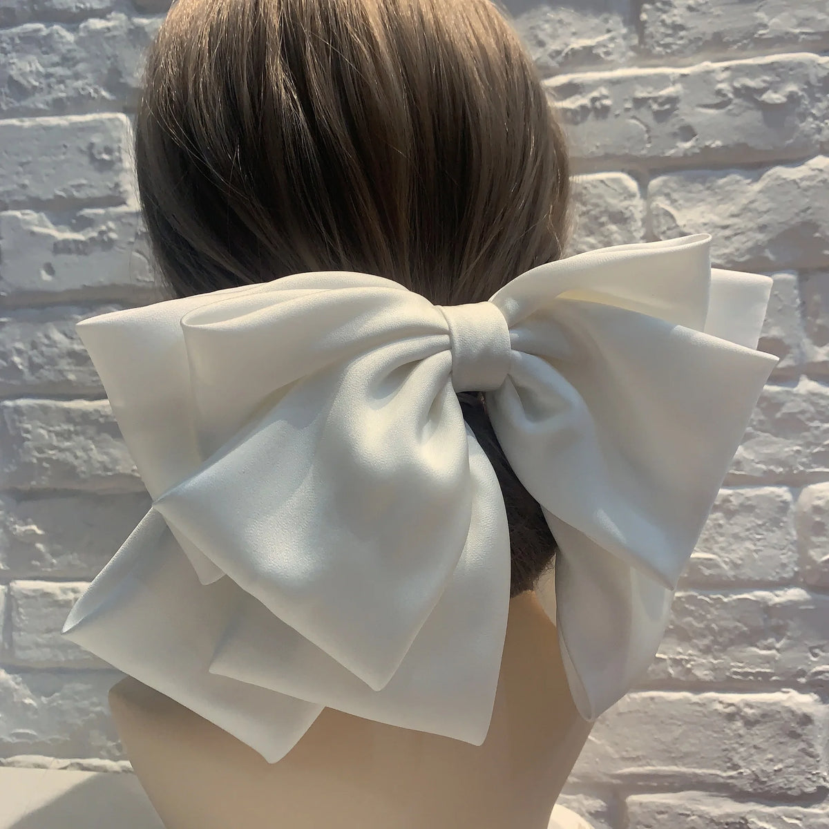 Large satin bow hairpin for women, retro style hair clip by Hot Trend Vault, featuring a classic satin bow design.
