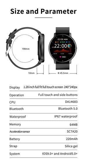 Hot Trend Vault men's smart watch with full touch screen, fitness tracker, heart rate monitor, Bluetooth calling, ultra-light accessory
