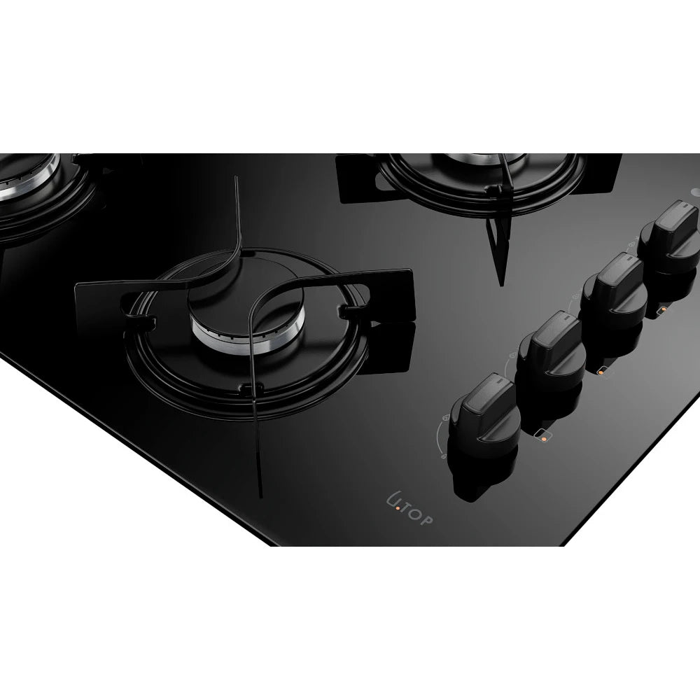 Black Atlas 4 Cooktop with Glass Table U Top Bivolt