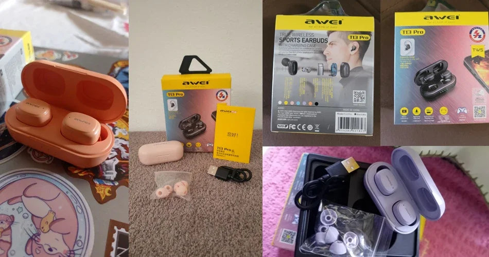 Awei T13 Pro Bluetooth 5.3 Earphone Wireless Bluetooth Headset In-Ear TWS Earbuds With Mic HiFi Bass Stereo Gaming Headphones