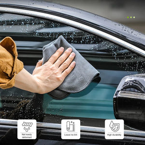 Gray microfiber car cleaning towel by Hot Trend Vault, ideal for cars and glass cleaning, soft and highly absorbent.