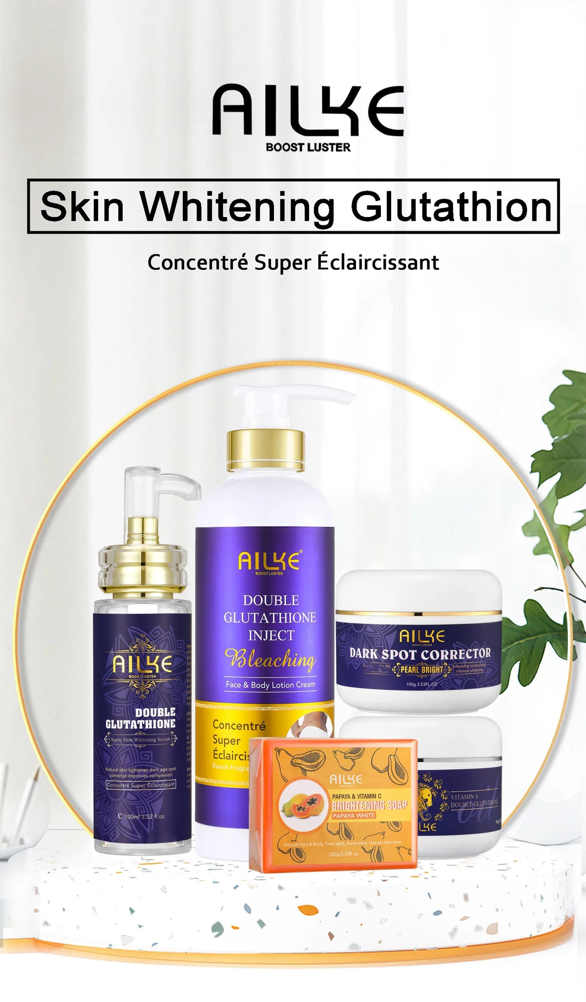 Hot Trend Vault AILKE whitening skin care set for all skin types, featuring products to reduce dark spots and brighten skin.