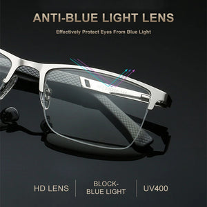 Hot Trend Vault progressive multifocus reading glasses with anti-blue light protection, unisex design, spring hinge for presbyopia.