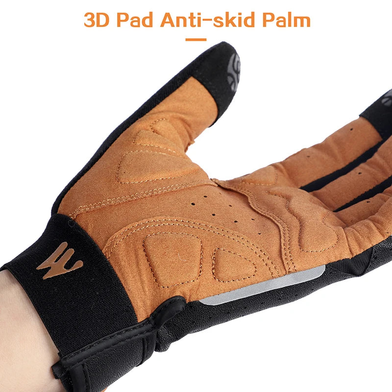 Hot Trend Vault men's full finger cycling gloves with grippy synthetic leather and Lycra for all-season biking comfort.