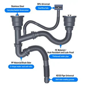 304 Stainless Steel Sink Commercial Restaurant Kitchen Sink with Drawable Hot &amp; Cold Water Faucet