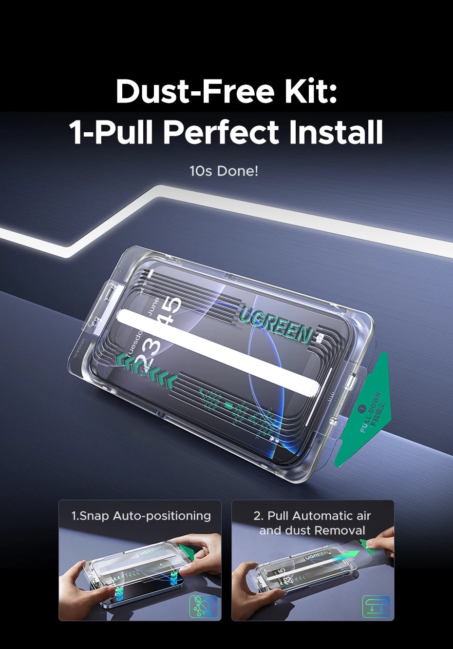 UGREEN 2PCS Automatic Dust-free Screen Protector For iPhone 17 Pro Max Tempered Glass For iPhone 17 16 Pro 17Pro Air Phone Film