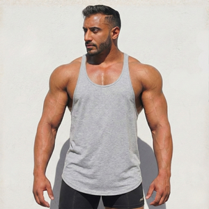 Heather grey Physique Bodyware stringer tank top by Hot Trend Vault, made in the USA, shown on a mannequin.