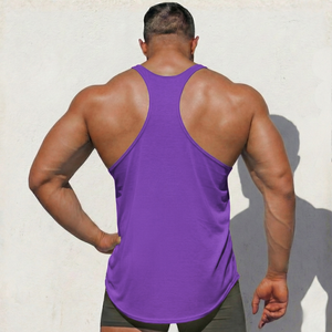 Purple original stringer tank top by Physique Bodyware with a back view, made in the USA, from Hot Trend Vault.