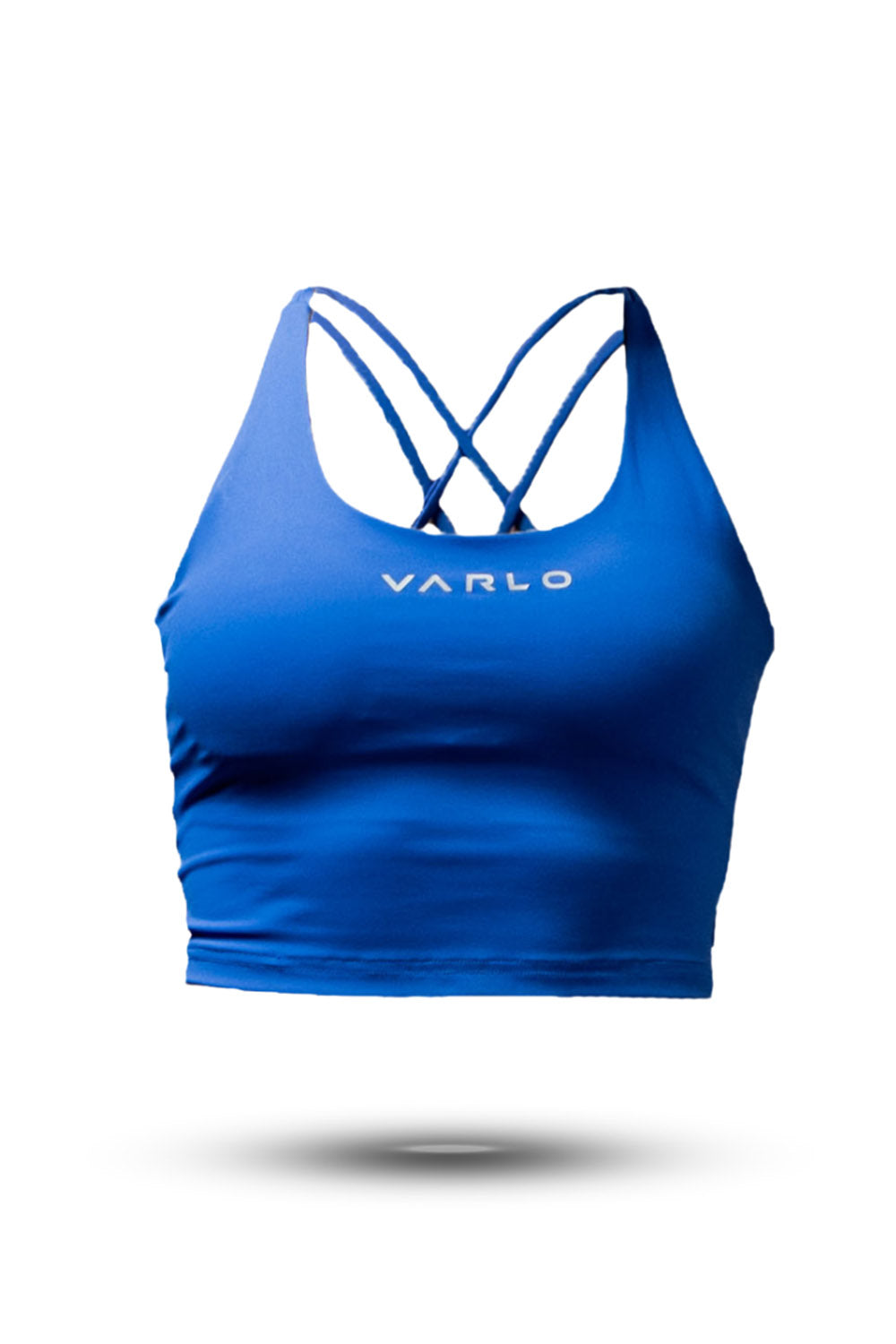 Women wearing the Neo Blue SOHO Cross Back Crop Tank Top by Hot Trend Vault, featuring built-in support and stylish cross-back design.