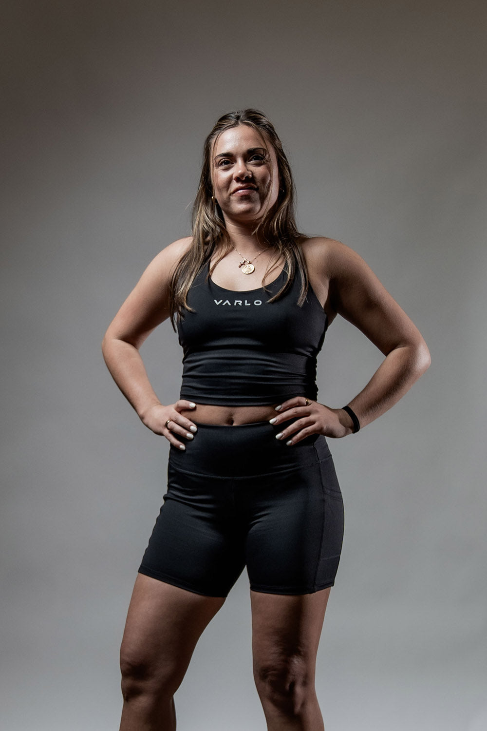 Women’s Soho 5-inch inseam fitness shorts in black, made by Hot Trend Vault, featuring breathable performance fabric for active wear.