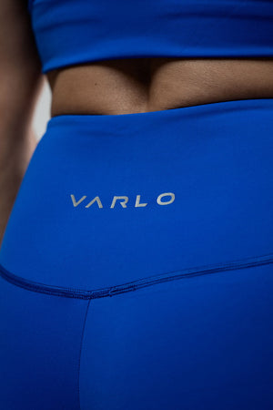 Women’s Neo Blue SOHO 5-inch inseam fitness shorts by Hot Trend Vault, featuring a comfortable stretch fit and athletic design.