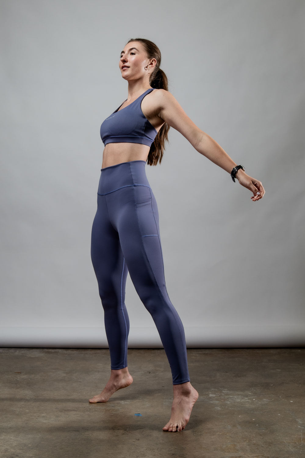 Women’s Lilac Mist high waist full-length leggings by Hot Trend Vault, showcasing a comfortable fit and soft fabric.