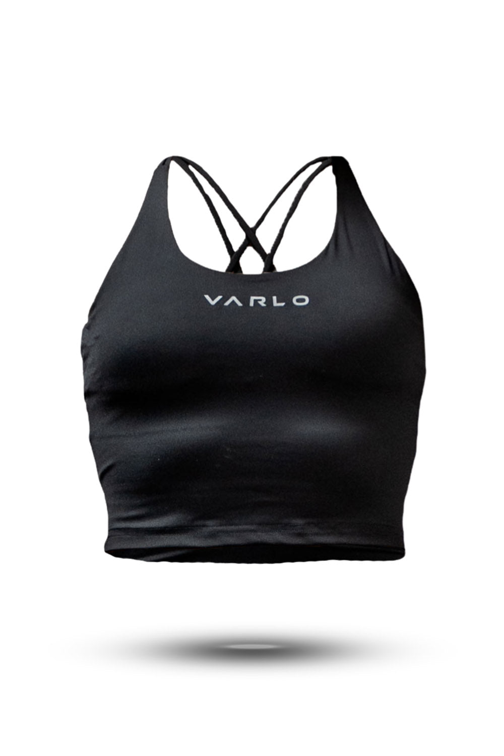 Black SOHO women's cross back crop tank top by Hot Trend Vault, featuring sleek design and supportive fit.