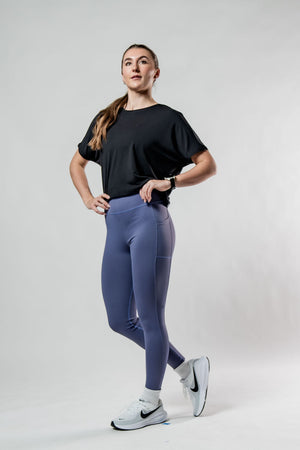 Women's black Terra Recovery Drift crop t-shirt by Hot Trend Vault, relaxed fit athleisure style, shown on a model.