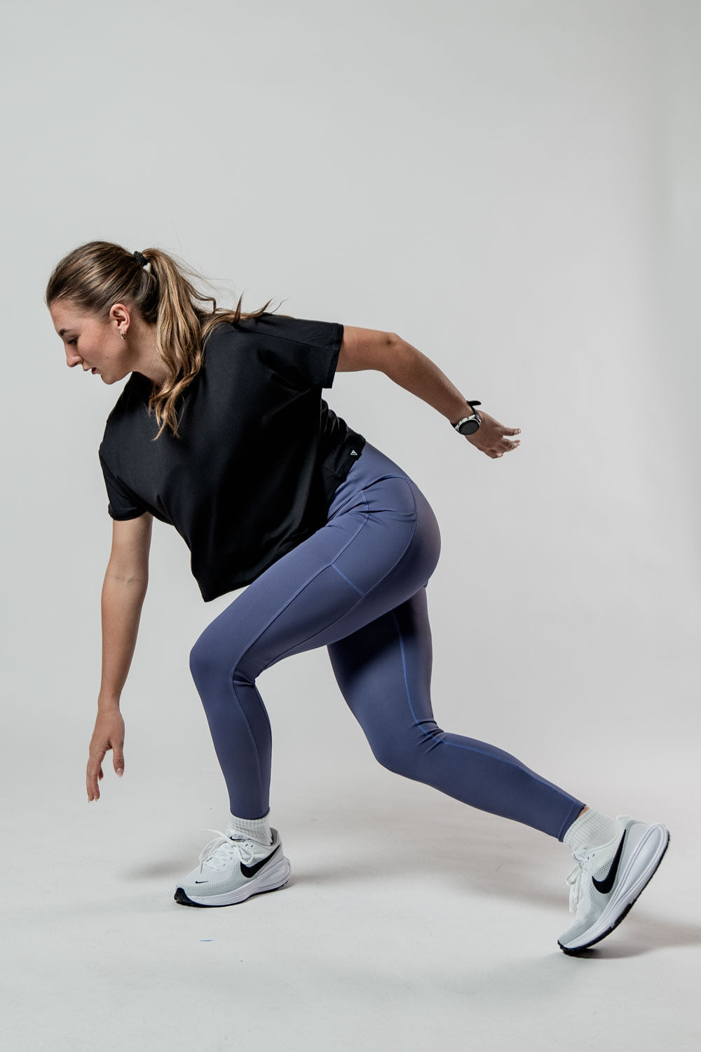 Black women's Terra Recovery Drift crop t-shirt by Hot Trend Vault, relaxed fit athleisure style, shown on a model.