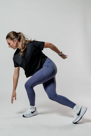 Black women's Terra Recovery Drift crop t-shirt by Hot Trend Vault, relaxed fit athleisure style, shown on a model.