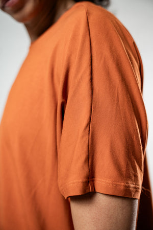 Women's Terra Recovery Drift Crop T-Shirt in Sunfire Clay with relaxed silhouette by Hot Trend Vault.