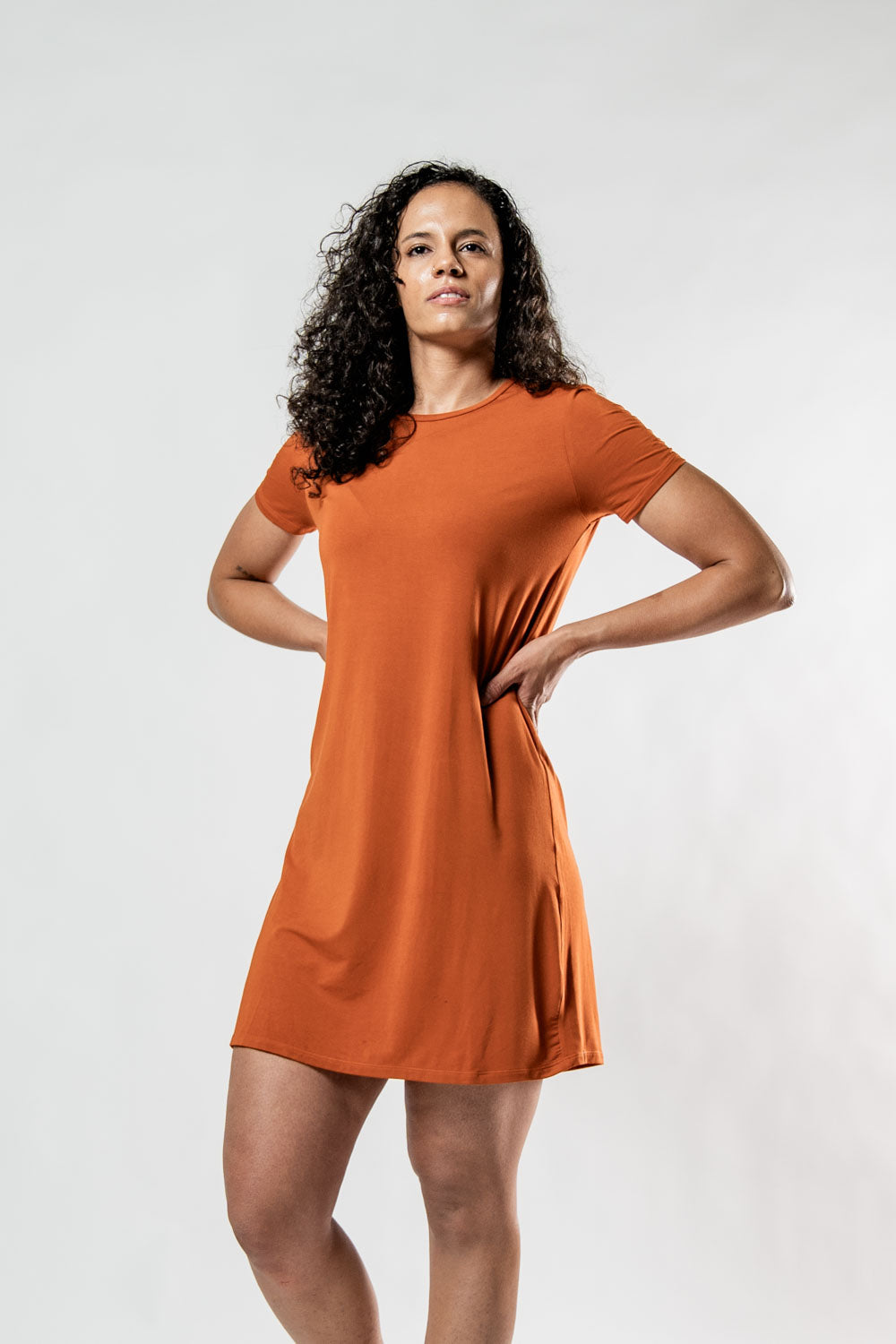 Women's Terra Recovery Motion Dress in Sunfire Clay by Hot Trend Vault, lightweight and comfortable for everyday wear.