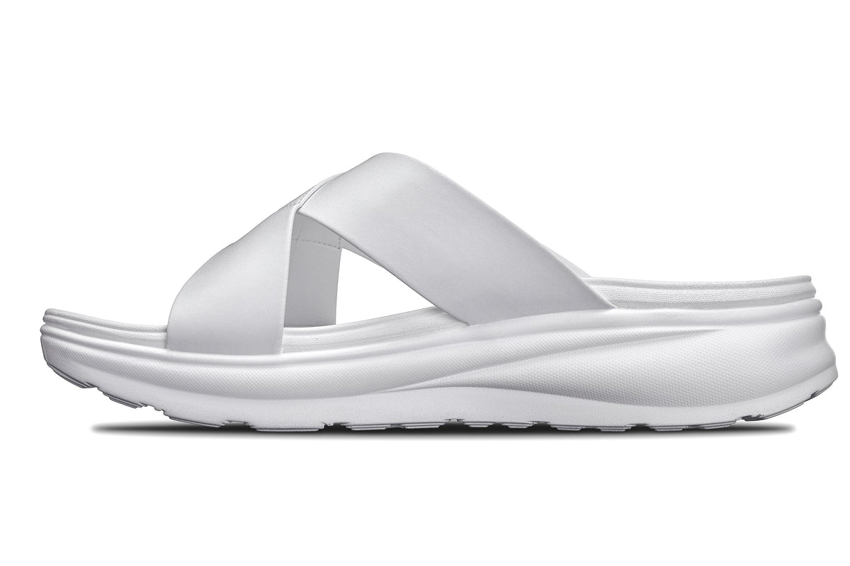White Calto X1653 height increasing sandals with 2-inch lift and matte finish, designed by Hot Trend Vault.