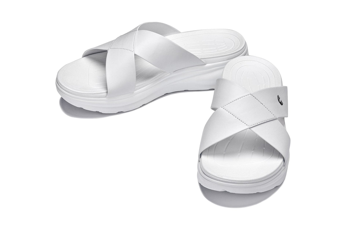White matte Calto X1653 height increasing sandals with 2-inch lift, stylish and comfortable, by Hot Trend Vault.
