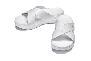 White matte Calto X1653 height increasing sandals with 2-inch lift, stylish and comfortable, by Hot Trend Vault.