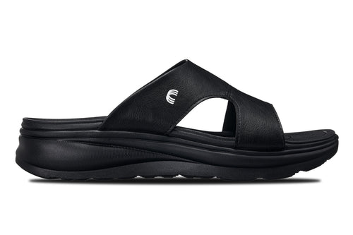 Black grainy Calto X1655 height-increasing sandals from Hot Trend Vault, showing the 2-inch platform and stylish design.