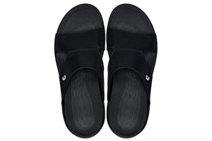 Black grainy Calto X1655 height increasing sandals by Hot Trend Vault with 2-inch lift and stylish design.