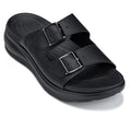 Black Calto X1660 dual buckle sandals by Hot Trend Vault, featuring a 2-inch height increase and comfortable strap design.