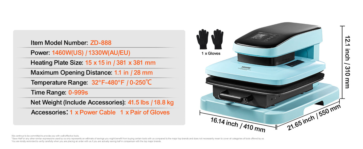 SucceBuy Auto Heat Press Machine 15x15in Auto Release Heats Up Fast and Evenly Sublimation Heat Press for T Shirts Sublimation