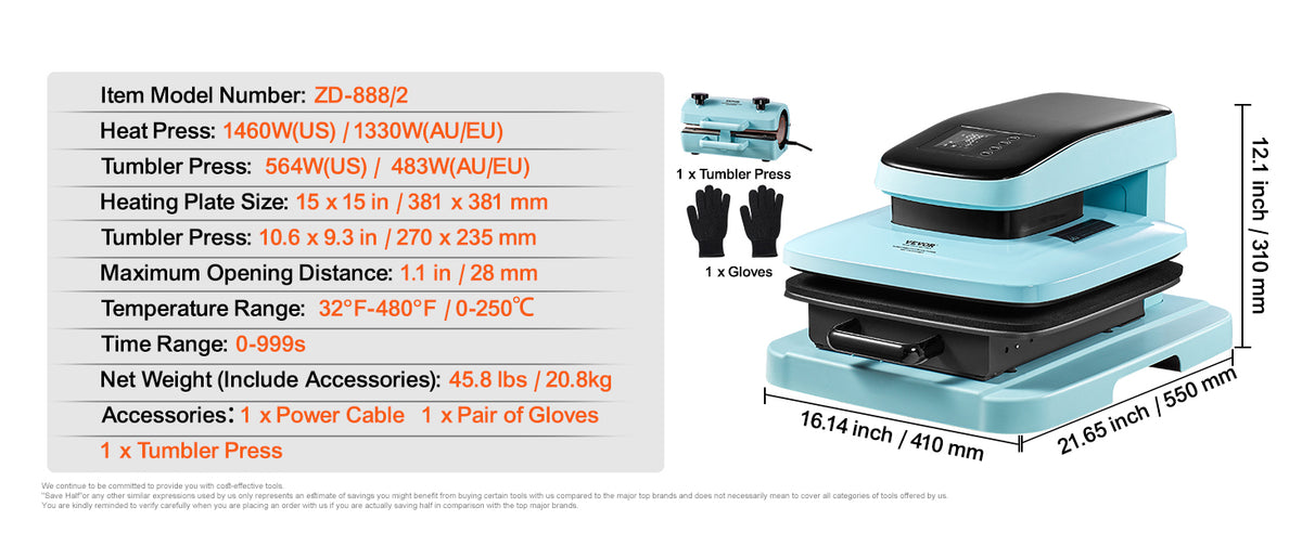 SucceBuy Auto Heat Press Machine 15x15in Auto Release Heats Up Fast and Evenly Sublimation Heat Press for T Shirts Sublimation
