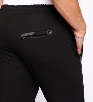 Black men's athletic sweatpants with a straight tall fit, designed for all-day comfort and casual athleisure style.