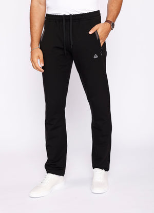 Men's black athletic sweatpants from Hot Trend Vault, straight fit, soft cotton fabric, designed for all-day comfort and tall sizes.