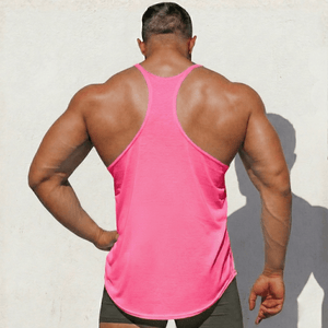 Black Original Stringer Tank Top by Physique Bodyware, made in USA, with sleeveless design and athletic fit.