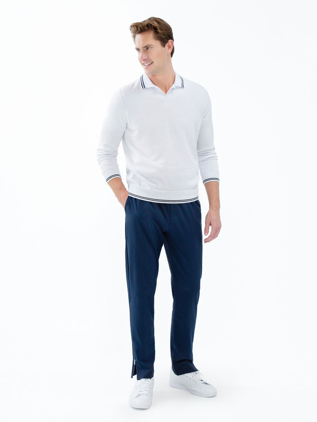 Men's Midnight Tennis Pants by Hot Trend Vault with zippered leg openings, classic performance style for active sportswear.