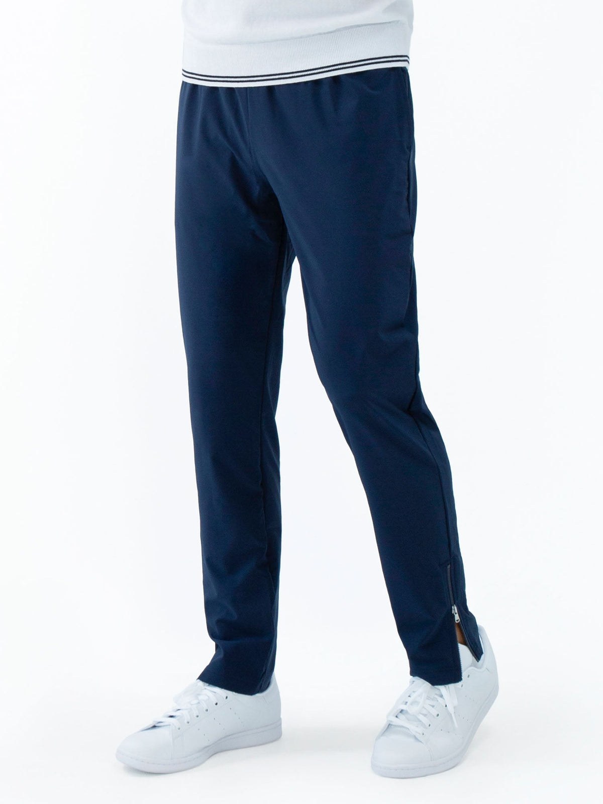 Men's tennis pants by Hot Trend Vault in midnight with zippered leg openings, designed for performance and style.
