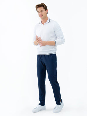 Men's Classic Performance Tennis Pants in midnight by Hot Trend Vault, featuring zippered leg openings and a sleek athletic design.