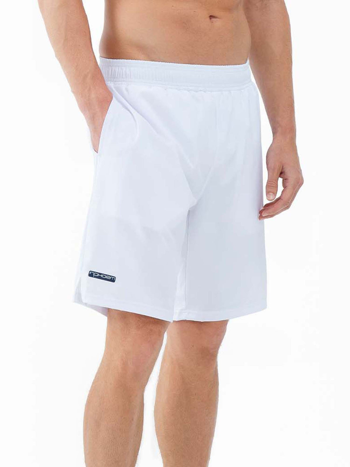 Men's white tennis shorts by Hot Trend Vault featuring breathable, lightweight fabric for comfortable performance during matches.