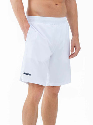 Men's white tennis shorts by Hot Trend Vault featuring breathable, lightweight fabric for comfortable performance during matches.