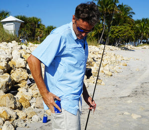 Men's Hot Trend Vault original beer can island cotton fishing casual shorts with built-in stretch, shown in a relaxed fit style.