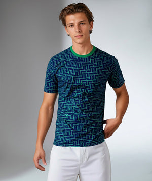 Men's short sleeve athletic tennis and pickleball shirt by Hot Trend Vault, featuring UV protection and antimicrobial fabric.