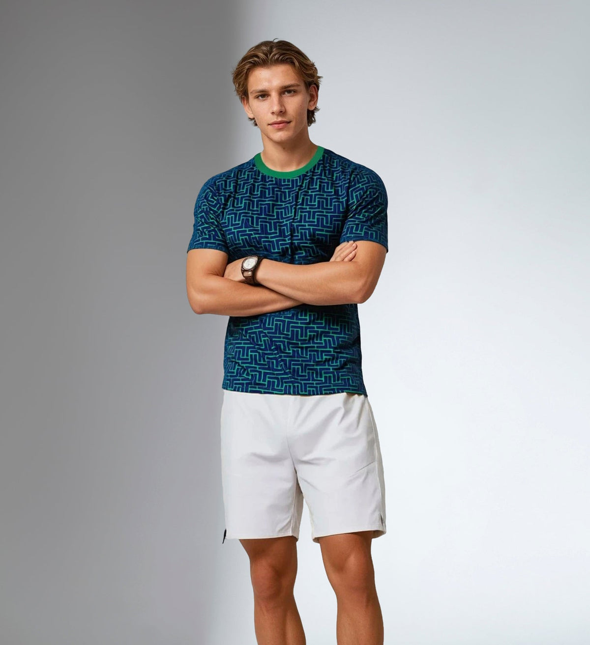 Men's short sleeve athletic tennis and pickleball shirt by Hot Trend Vault, featuring UV protection and antimicrobial fabric.