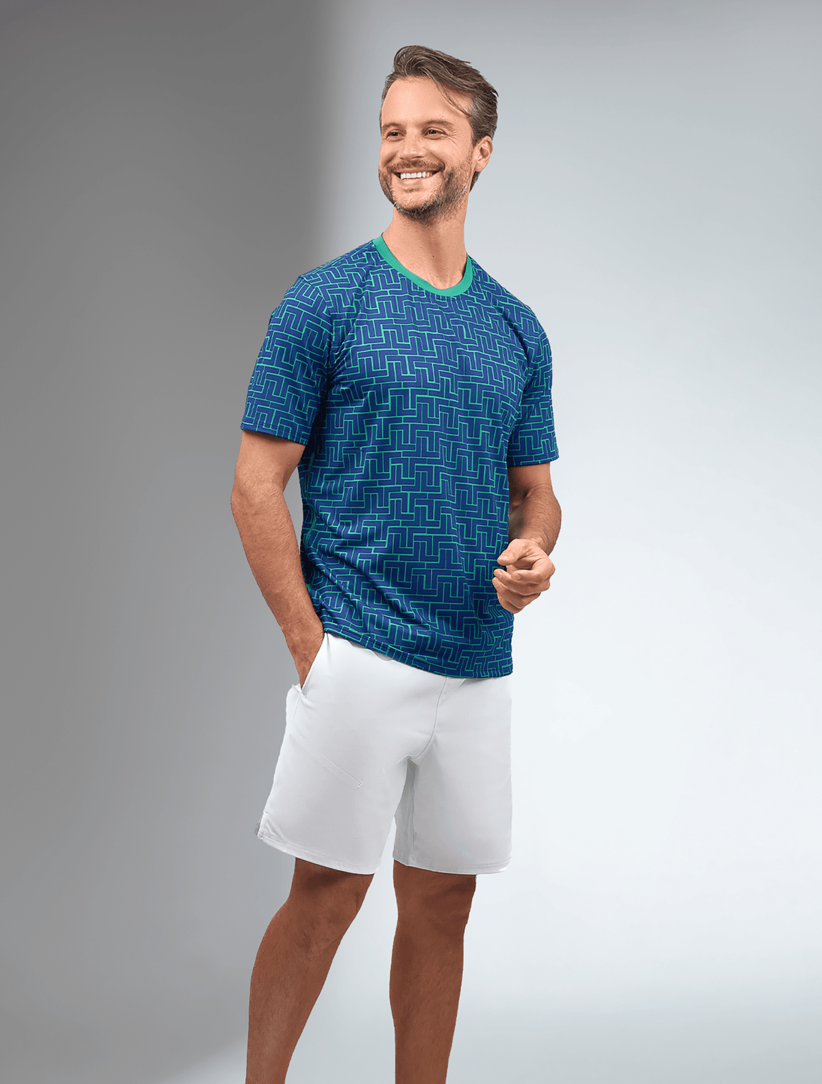 Men's short sleeve athletic tennis and pickleball shirt by Hot Trend Vault with UV protection and antimicrobial fabric.