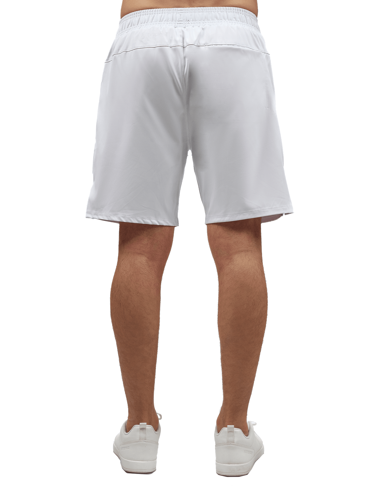 Men's tennis shorts by Hot Trend Vault, white Spin Shorts with pockets and UV protection, designed for active sports wear.