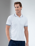 Men's white midnight tennis polo shirt with rib collar from Hot Trend Vault, perfect for athletic and casual wear.