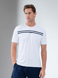 Hot Trend Vault men's white midnight tournament short sleeve crew neck shirt, casual athletic style for men.