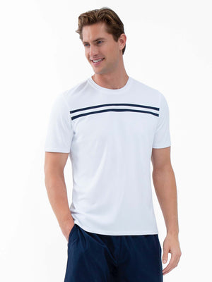 Men's white midnight performance short sleeve crew neck shirt by Hot Trend Vault, designed for athletic comfort and style.