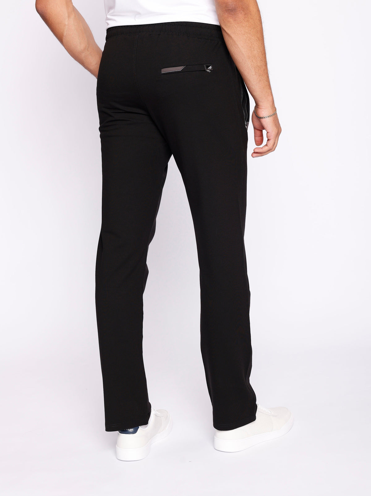 Black men's athletic sweatpants from Hot Trend Vault with a straight fit, tall 34-inch inseam, designed for all-day comfort.