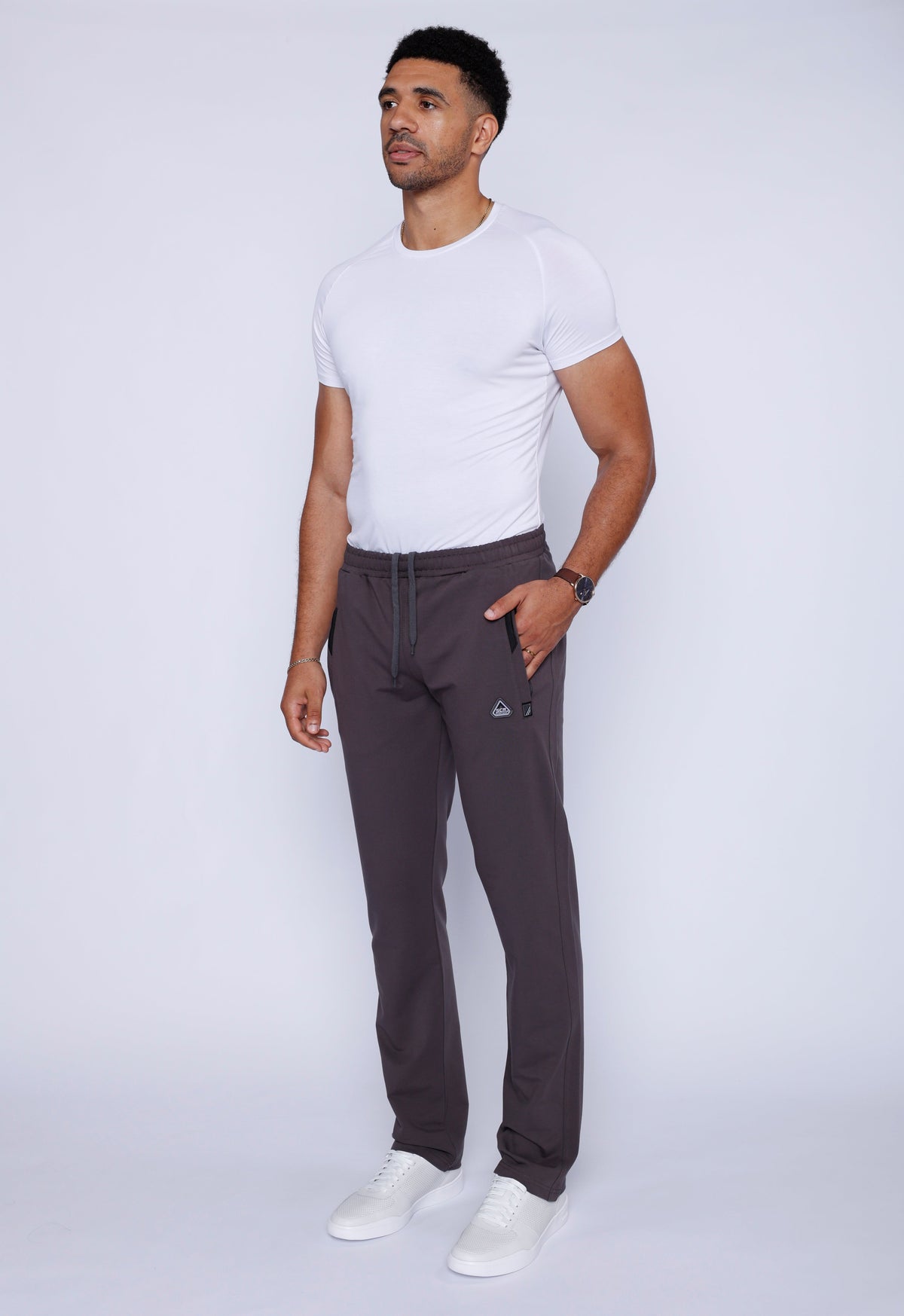 Men's athletic sweatpants by Hot Trend Vault, straight fit, tall size, charcoal color, with 34-inch inseam, casual and comfortable.